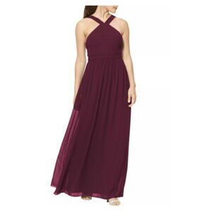 Bill‎ Levkoff Chiffon Sleeveless A-line Dress Wine 4